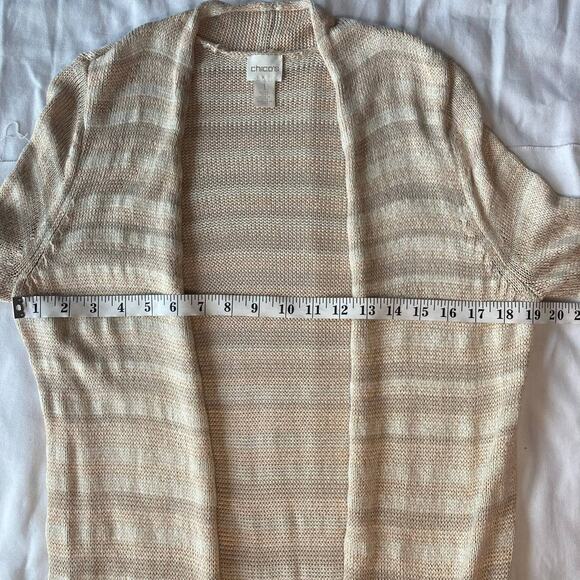 Chico's Gold Striped Cardigan Size 1 - Picture 6 of 9
